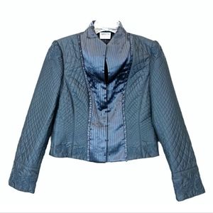 ARMANI COLLEZIONI Quilted Blazer Jacket Embroidered Pleated Silk